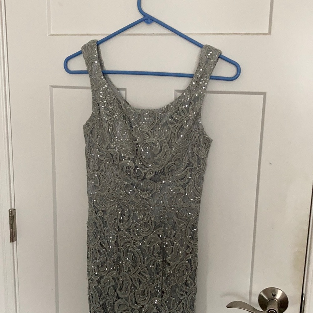 Gray sparkle prom dress